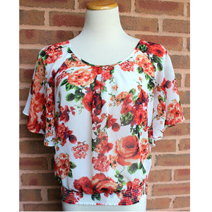 ⭐️Forever 21 Floral Sheer Blouse Top Shirt Small